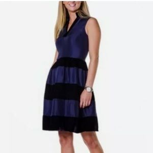 Sail to Sable Navy Velvet Stripe Holiday Dress